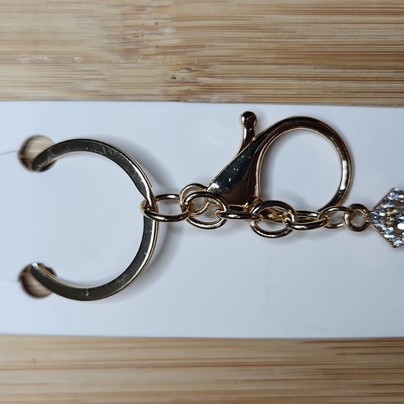 Mint Brand Gold Tone Red and Clear Crystal Cross Keychain/Bag Charm - Picture 3 of 4